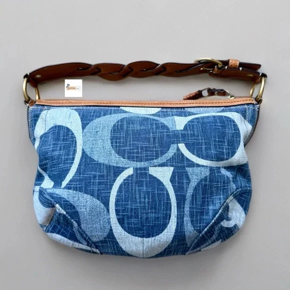 Coach Blue Denim Jumbo Signature Hobo Shoulder Bag 12190 China - Picture 2 of 9